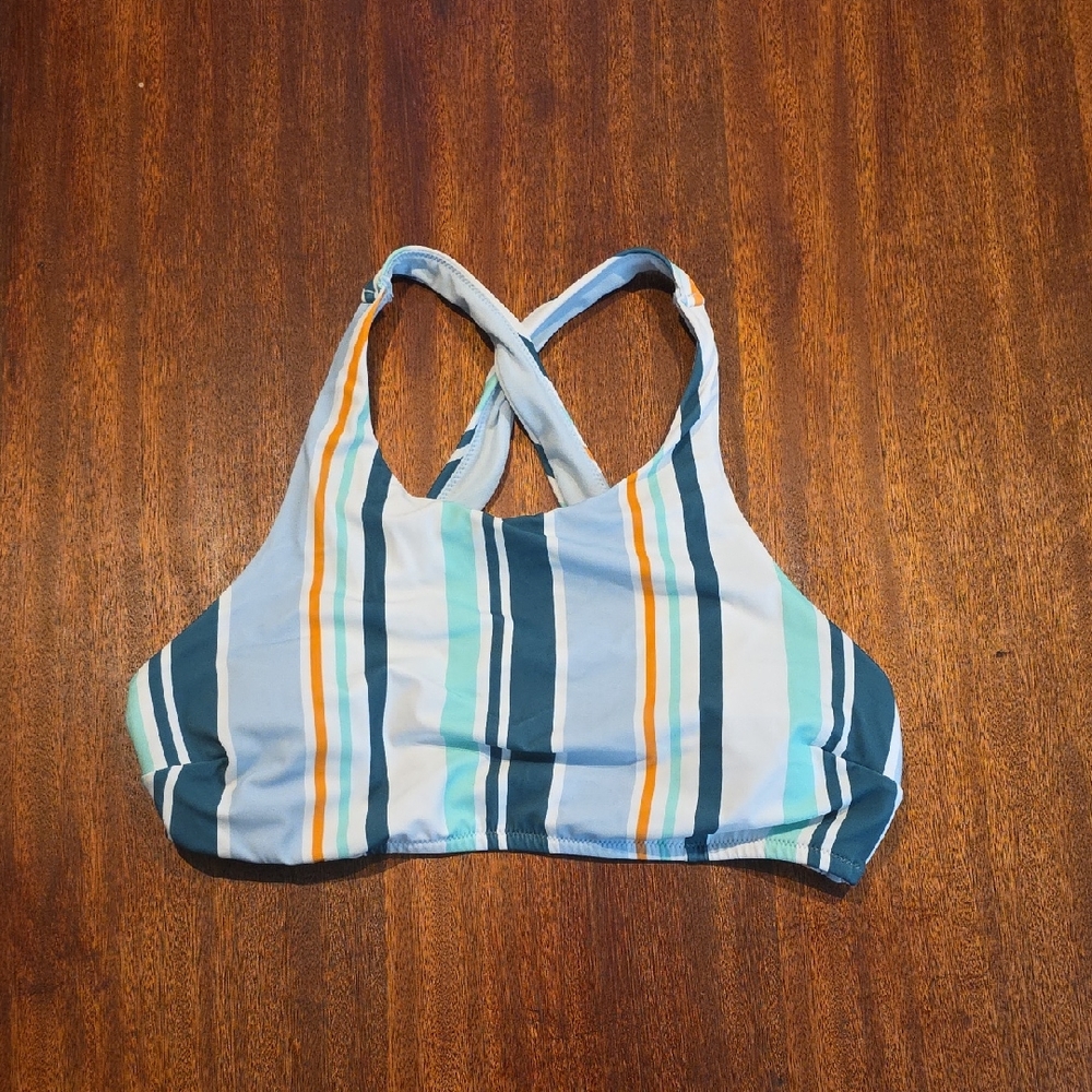 Cupshe Blue Striped Bikini Top